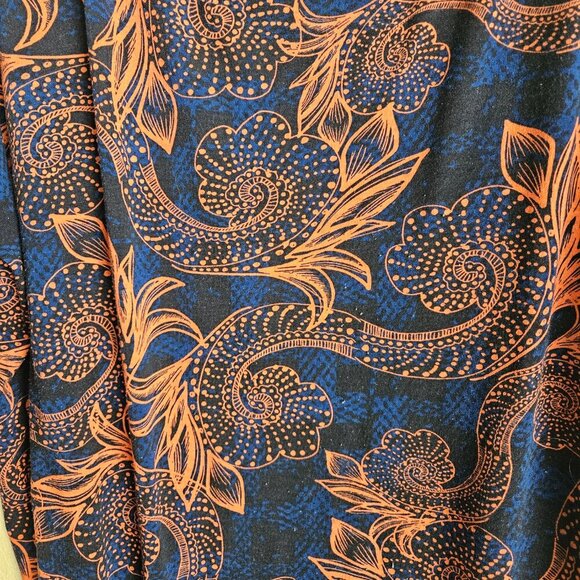 Lularoe Comfy Tropical Boho blue orange 3/4 sleeve dress Long Oversized tunic XL - Picture 4 of 6